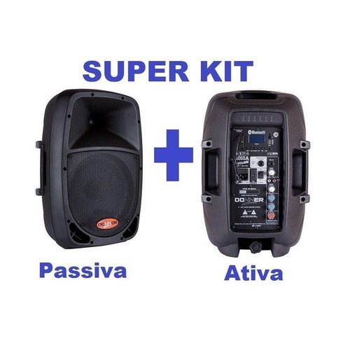 Kit Caixa Ativa 10" USB, Bt, Sdcard + Passiva 10" 120 Wrms Llaudio - Donner