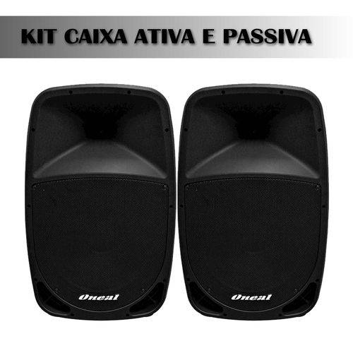 Kit Caixa Oneal 15 Bluetooth OPB-1115BT-PT e Passiva OB-1115-PT