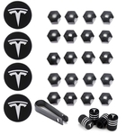 Kit Cap 29pcs roda para Tesla liga de alumínio Centro Cap Set 20 roda Lug Nut Tampa