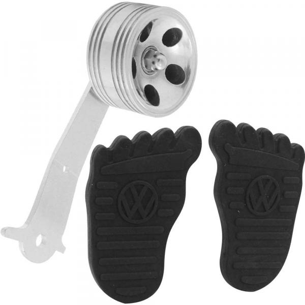 Kit Capa Premium Logo VW Foot Pedal Freio Embreagem Cor Preta Pedal Rolo Billet - Bunnitu - Peças Clássicas