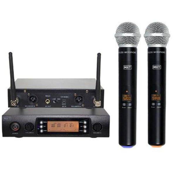 Kit com 02 Microfones Sem Fio Duplo Digital Uhf Profissional UHF 628M - Mxt