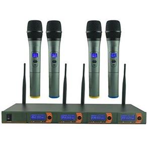 Kit com 04 Microfones Bastões Wireless Sem Fio Karaoke Freeboss FBV04 Profissional