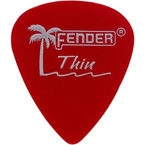 Kit com 12 Palhetas California Clear Fina Vermelha Fender