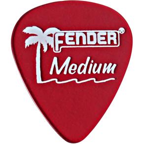 Kit com 12 Palhetas California Clear Média Vermelha Fender