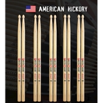 Kit com 5 pares de baquetas PieceWood 5B American Hickory