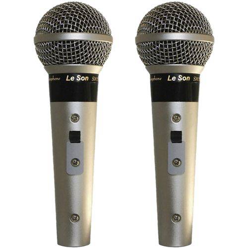 Kit com 2 Microfone Leson Sm58 P4 Vocal Profissional - Champ