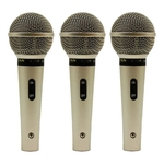 Kit com 3 Microfone Leson Sm58 P4 Vocal Profissional - CHAMP
