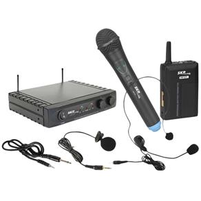 Kit com Microfone Sem Fio Duplo ,Lapela e Body com Headset UHF271 Skp