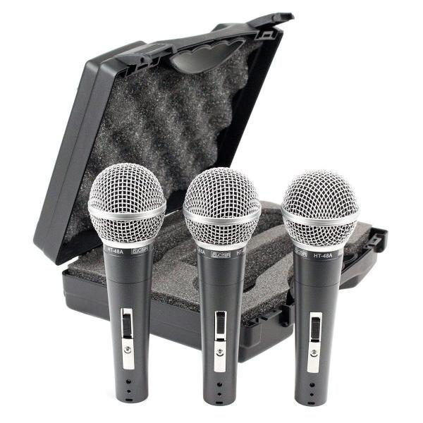 Kit com 3 Microfones de Mão Dinâmico com Chave CSR HT-48A-3 com Fio - Centro Sul Representações (Csr)