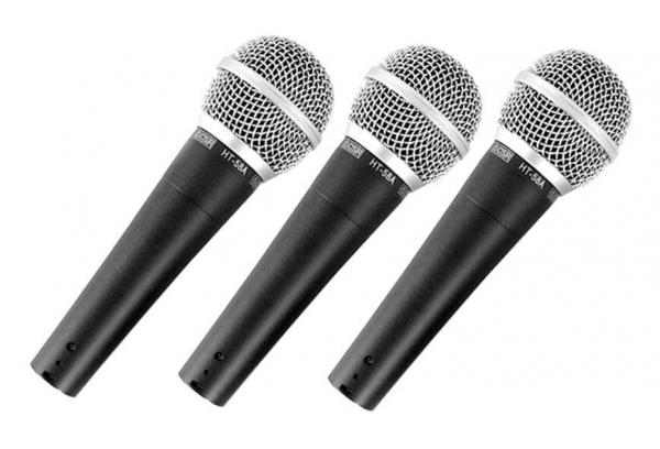 Kit com 3 Microfones de Mão Dinâmico CSR HT-58A-3 com Fio