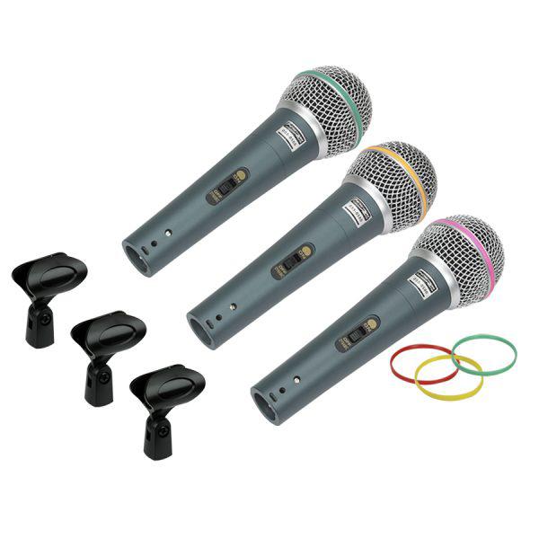 Kit com 3 Microfones Profissionais com Cachimbos + Maleta - Performance Sound