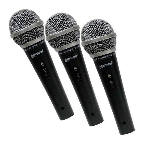 Kit com 3 Microfones Profissionais Lm-1800 Kit Lexsen
