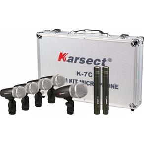 Kit com Sete Microfones para Bateria e Percussão Karsect K7c