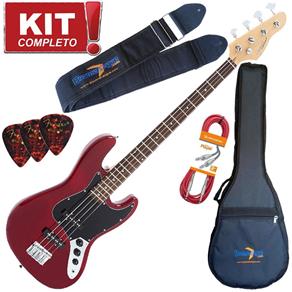 Kit Contrabaixo GB1 TWR/BK Jazz Bass Giannini Vinho Escudo Preto Completo
