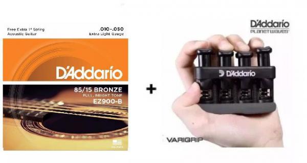 Kit Cordas Violão Aço Ez900b 0.10 + Varigrip Daddario - D'addario