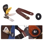 Kit de Acessórios de guitarra Acoustic Guitar Neck Strap + Guitar Strap Bloqueio De Borracha + Picaretas Da Guitarra Titular Clipe + 3 pcs Guitar Picks (Entrega de Cor Aleatória)