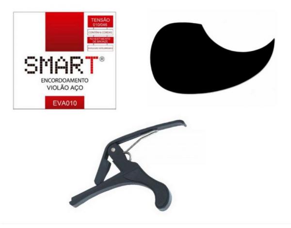 Kit de Acessórios de Violão Capotraste Escudo Encordoamento - Smart