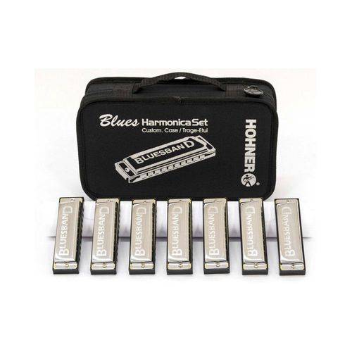 Kit de Gaita Hohner Blues Harmonica Set com 7 Harmônicas (c, D, E, F, G, A, Bb)