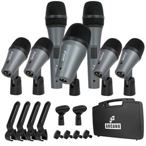 Kit de Microfones com Fio Arcano AM-SILVER7 para Uso Profissional