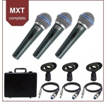 Kit De 3 Microfones Dinâmico Mxt Btm-58a + Maleta + Cabos