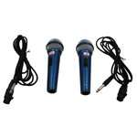 KIT de 2 Microfones Jiaxi Com Fio Profissional Dinamico Azul