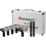 Kit de Microfones Karsect K7C com 7 Peças, Case e Clamps para Microfonação e Gravação de Bateria