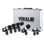 Kit de Microfones Vokal VDM7 com 7 Peças, Case e Sistema de Holder Flutuante
