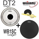 Kit de Peles Williams – DT2(Batedeira) Duplo filme clear c/ dot central 22 + Pele(Resposta) WB1SC 22