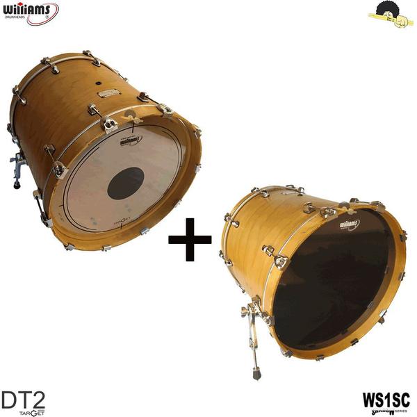 Kit de Peles Williams Target - DT2 Duplo Filme Clear 20 e Resposta 20 - Williams Drumheads