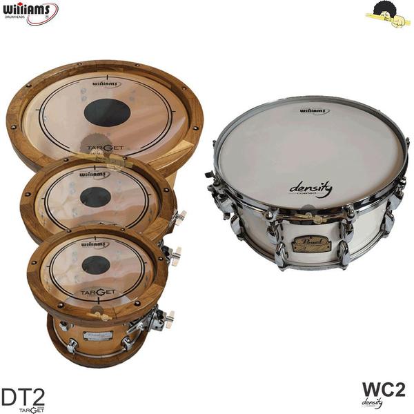 Kit de Peles Williams Target - DT2 Duplo Filme Clear 10/12/14 e Density WC2 14 - Williams Drumheads