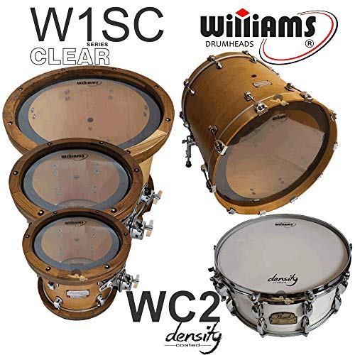 Kit de Peles Williams - W1SC Filme Simples Clear C/anel Abafador (10″/12″/14″/20″)+ Pele(caixa) WC2 14″