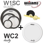 Kit de Peles Williams – W1SC Filme simples clear c/ anel abafador (10/12/14/20)+ Pele(caixa) WC2 14