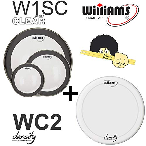 Kit de Peles Williams - W1SC Filme Simples Clear C/anel Abafador (10″/12″/14″)+ Pele(caixa) WC2 14″