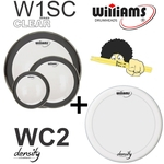 Kit de Peles Williams – W1SC Filme simples clear c/ anel abafador (10/12/14)+ Pele(caixa) WC2 14