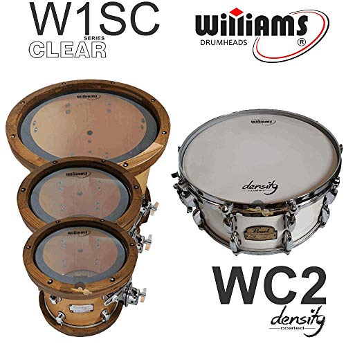 Kit de Peles Williams - W1SC Filme Simples Clear C/anel Abafador (10″/12″/14″)+ Pele(caixa) WC2 14″