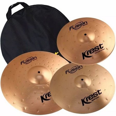 Kit de Pratos Krest Fusion 14 16 e 20 com Bag Bronze B8 - Krest Cymbals