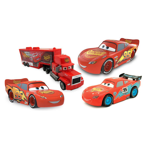 Kit de Veículos Disney Carros - Relâmpago Mcqueen, Mack, Relâmpago Mcqueen Ice e Relâmpago Mcqueen Carros 3 - Toyng