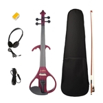 Kit de violino silencioso elétrico de tamanho completo de 4/4 com cabo de saco de fone de ouvido de arco Rossin