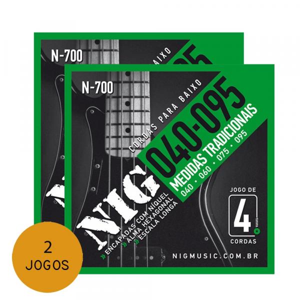 Kit 2 Encordoamento para Contra Baixo 4 Cordas 040 Nig N700 - Nig Strings