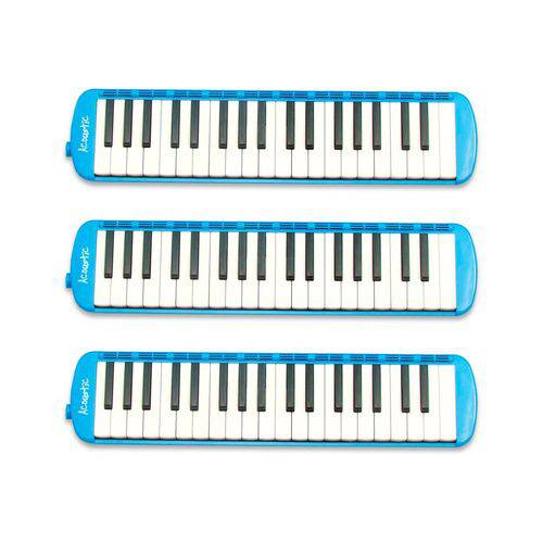 Kit 3 Escaletas Pianica Acoustic 37 Teclas Azul