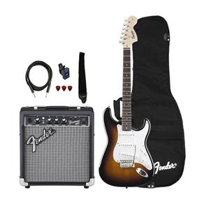 Kit Fender Strat Pack - Guitarra Squier Affinity Strat Brown Sunburst - Acompanha Amplificador Gig Bag e Acessórios