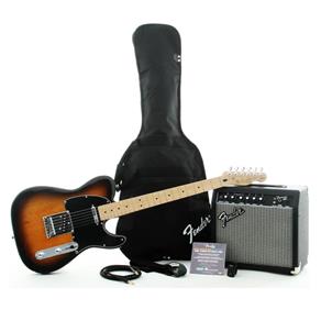 Kit Fender Strat Pack - Guitarra Squier Affinity Tele Brown Sunburst - Acompanha Amplificador Gig Bag e Acessórios