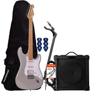 Kit Guitarra 1H2S G-101 Prata GIANNINI + Cubo + Acessórios