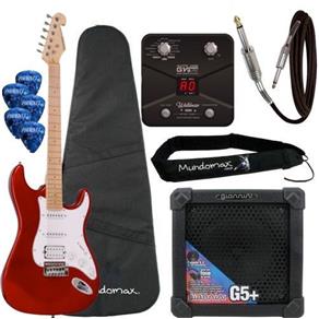 Kit Guitarra 1h2s Vermelha Escala Maple G-101 Giannini + Pedaleira + Cubo + Acessórios