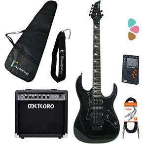 Kit Guitarra com Ponte Floyd Mg-330 Preta + Cubo + Capa + Acessórios