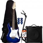 Kit Guitarra Egs216 Azul Strinberg + Cubo + Capa + Acessórios
