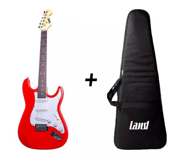 Kit Guitarra Eletrica Land Vermelha L-g1 Rd Capa