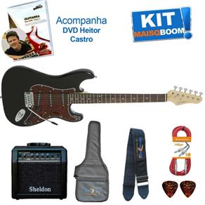 Kit Guitarra Elétrica Strato G100 Preta BK / TT Giannini Mais que Música Heitor Castro