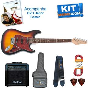 Kit Guitarra Elétrica Strato G100 Sunburst 3TS / TT Giannini Mais que Música Heitor Castro