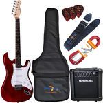 Kit Guitarra Elétrica Strato G100 Trd/Wh Translucent Red Giannini + Cubo MG10